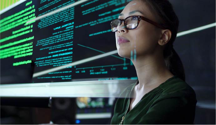 Woman viewing digital screen
