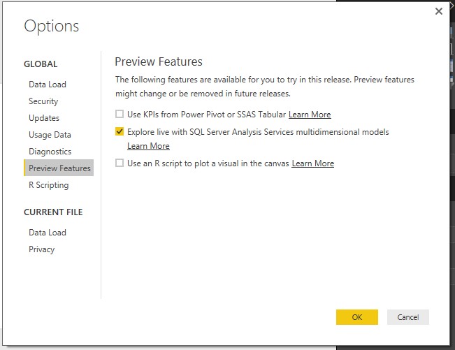 Power BI preview features