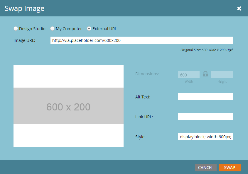 Screenshot of Marketo Image Selection editor