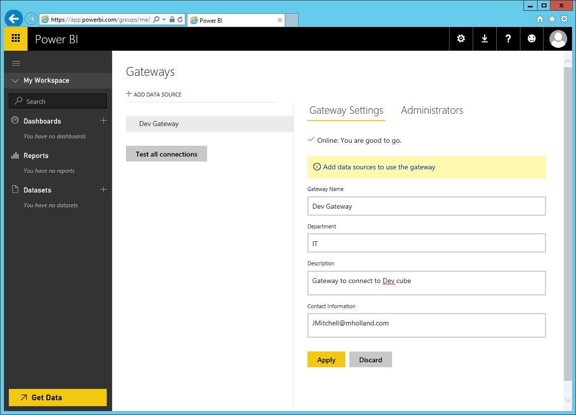 Power BI dashboard