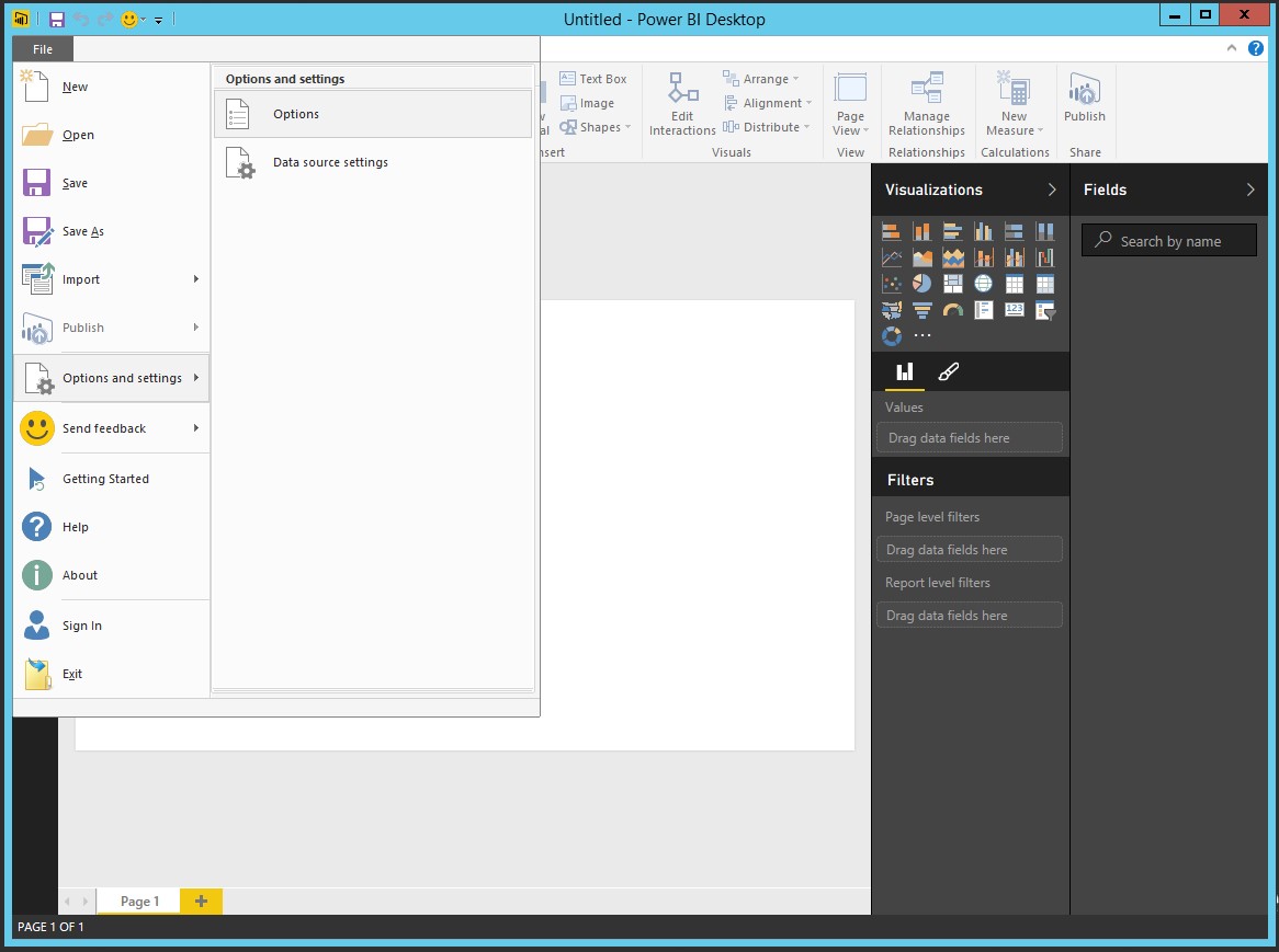 Power BI desktop settings