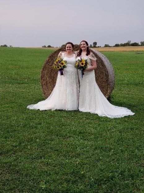 Photo of Anna's daughter Mandy with her wife Ashleigh on their wedding day
