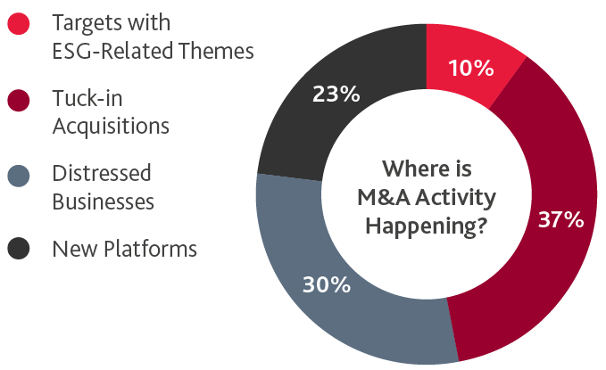 Graphic showing where mergers and acquisitions activity is happening