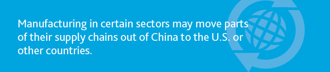 "Manufacturing in certain sectors may move parts of their supply chains out of China to the U.S. or other countries."
