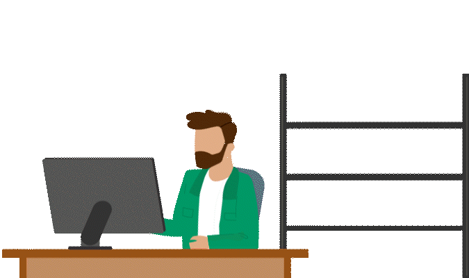 GIF illustration of a man working at his desk.