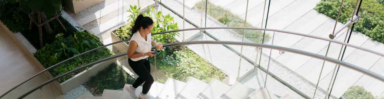 Employee walking on their phone