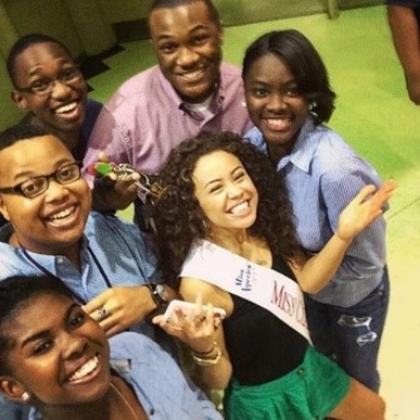 Ariana with high school friends after a pageant