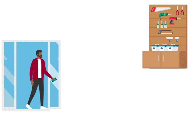 GIF illustration of a customer using phone to see what items are in store