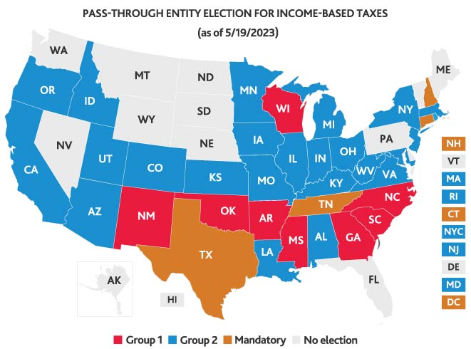 Map of Pass-through Entity Election for Income-based Taxes