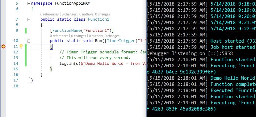 Screenshot of Azure code