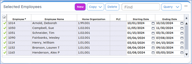 Selecting individual employees