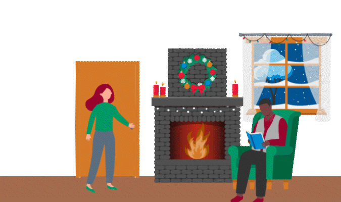 GIF illustration of a person getting packages delivered to their house.