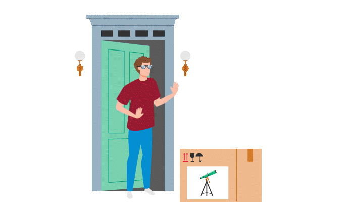 GIF of a drone delivering a package