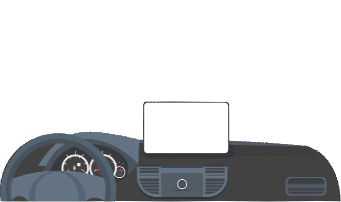 Digital coupons scrolling on a car monitor