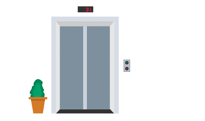 GIF illustration of a elevator door opening.