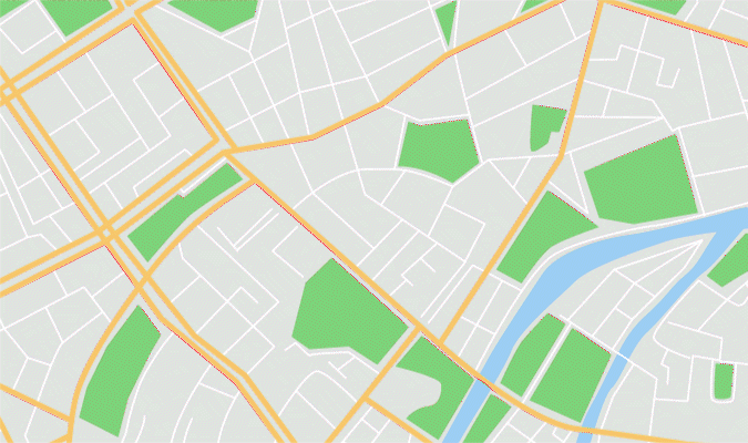 GIF illustrated image of a map showcasing different location pins