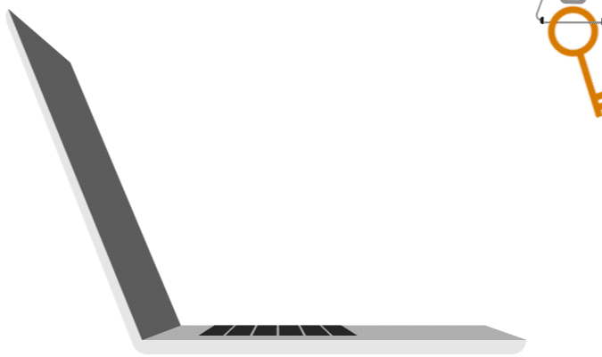 GIF illustration of an aerial drone flying a key towards a laptop portraying the importance of security