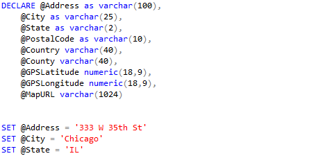 SQL coding screenshot