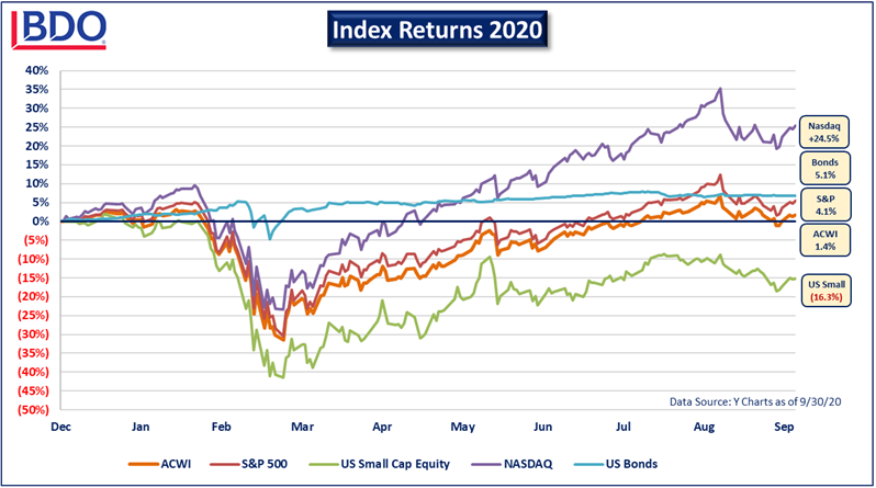 Graph of Index Returns 2020