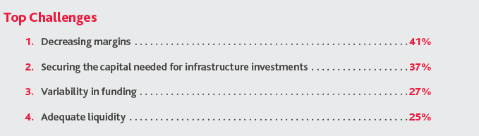 NP_Higher-Ed-Resiliency_InfoG_11-20_graphic4.png Graphic of the Top Challenges for 2020: Decreasing margins, securing the capital needed for infrastructure, variability in funding and adequate liquidity