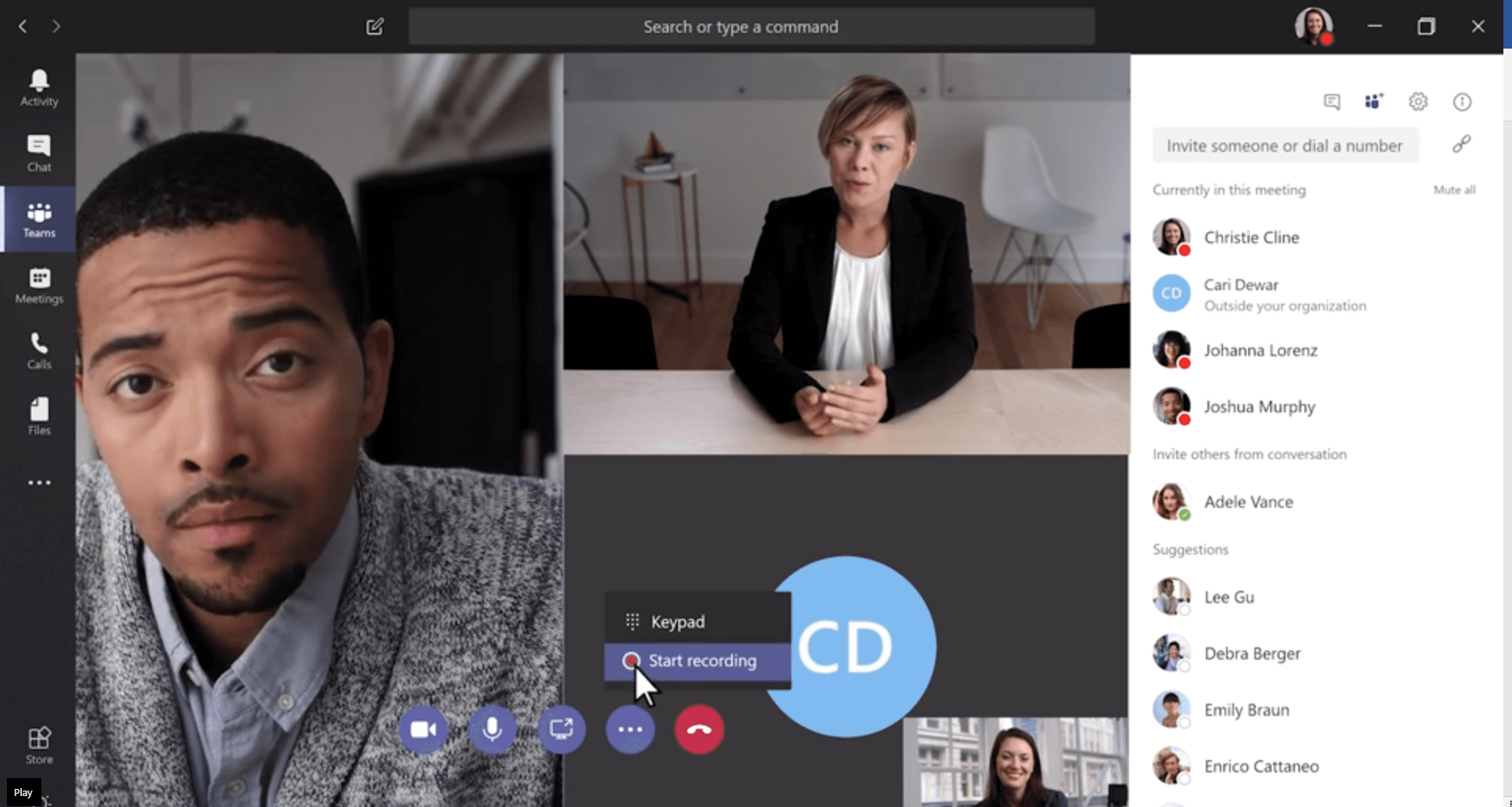 How to record video within Microsoft Teams
