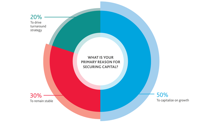 Graphic that shows the percentage of primary reasons restaurants secure capital