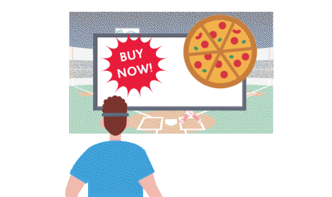 GIF of a person ordering pizza online