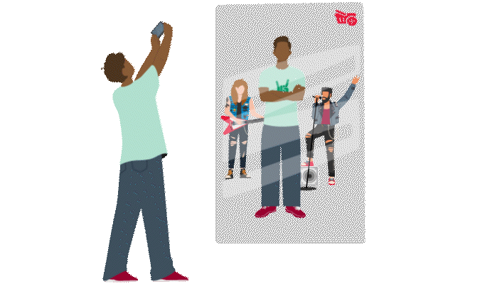 GIF of a person snapping a picture