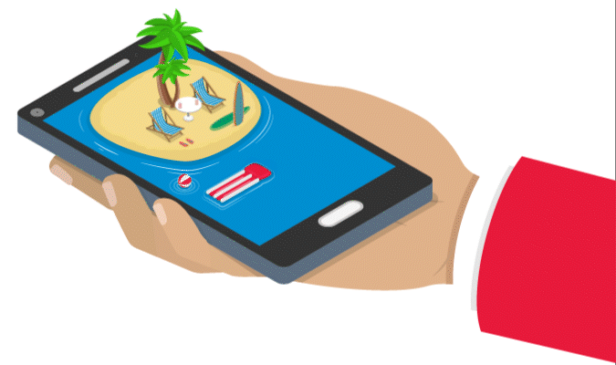 GIF illustration of a social media post on a mobile device