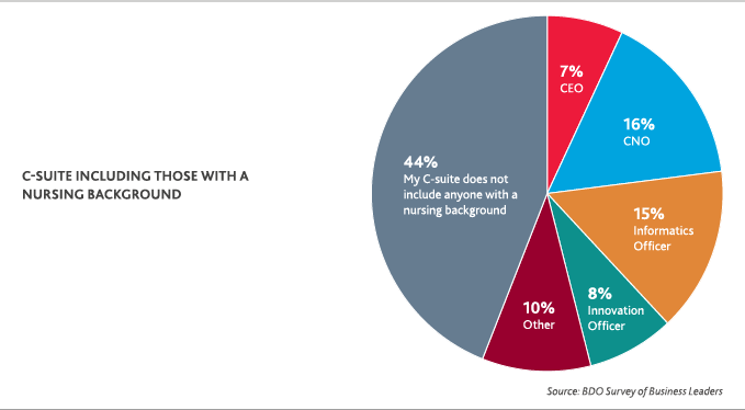 Bar graph showing percentage of people in c-suite with a nursing background.